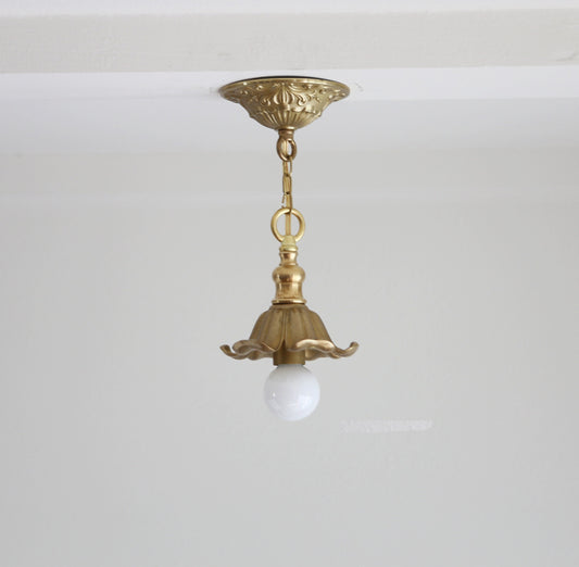 Brass Pendant  light with flower shape lamp holder, Classic brass pendant light