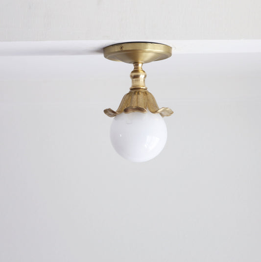 Brass ceiling light with flower lamp holder, Classic brass ceiling light
